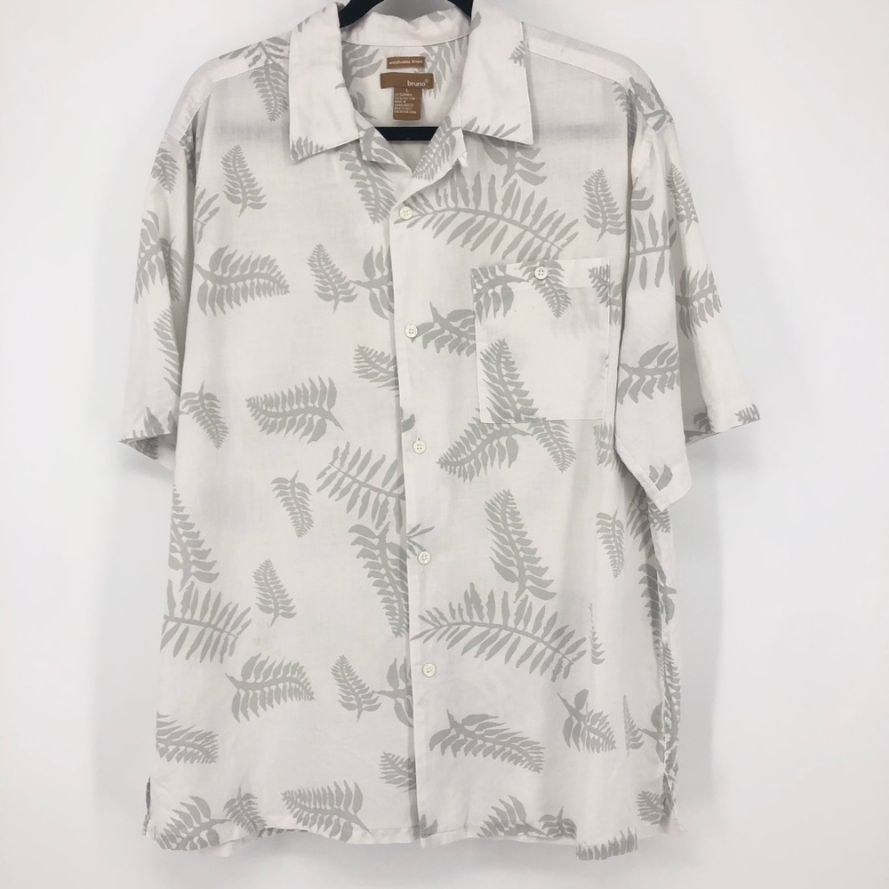 🎈 Bruno Black & White Hawaiian Tropical Print - Picture 2 of 11